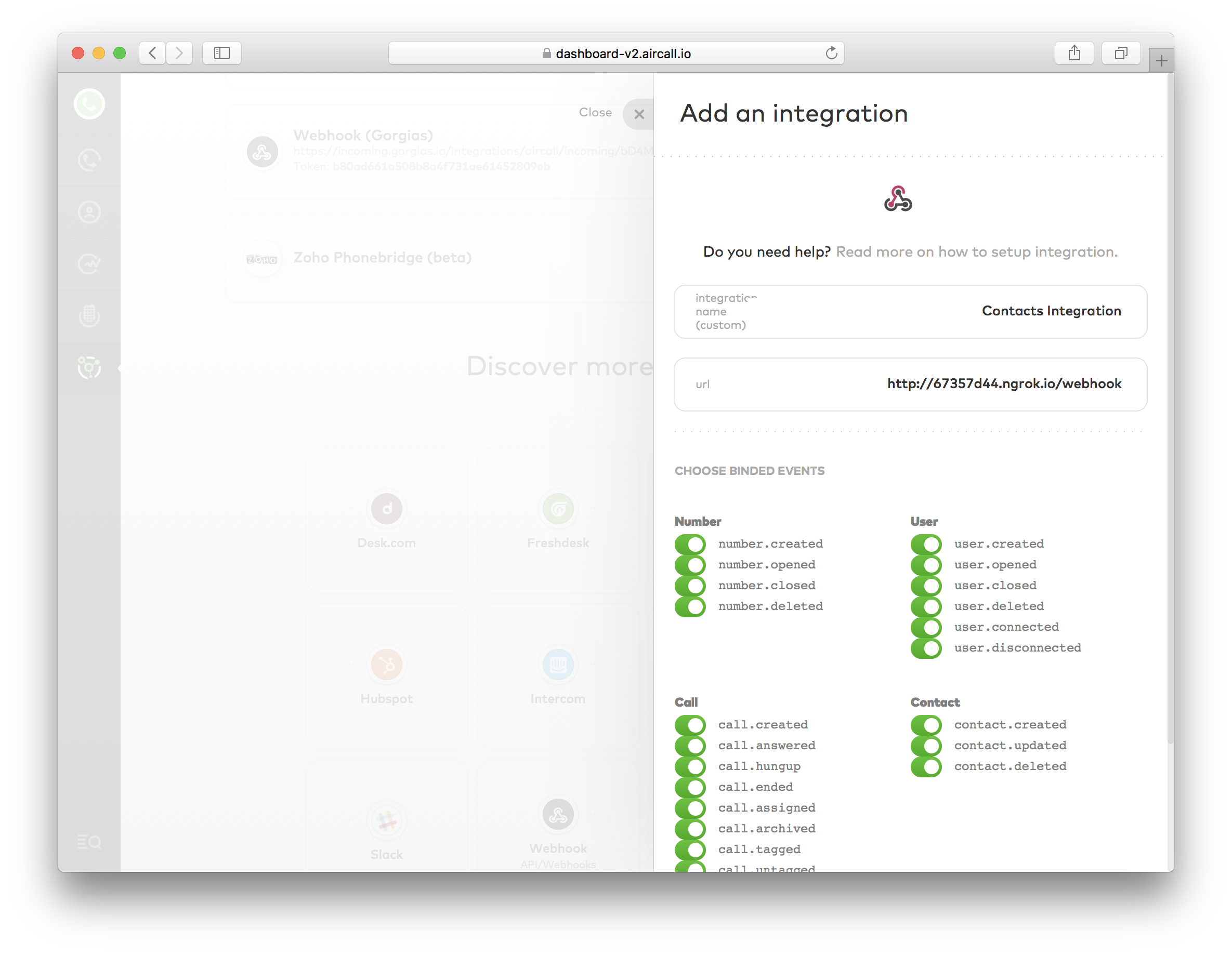 Webhook creation